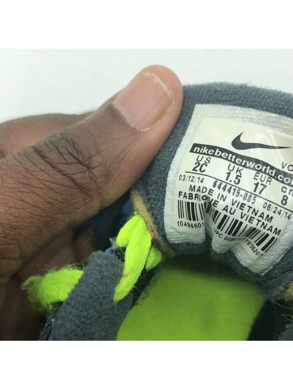 Nike Raid Toddler Shoes Size 2C Blue Neon Volt 644415-005 Athletic Sneakers